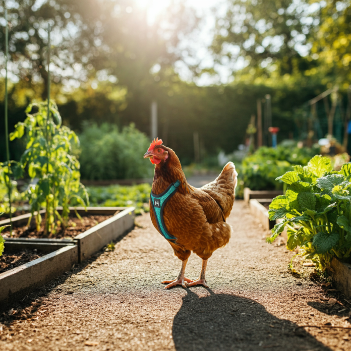 h style cat harness on chicken